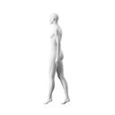 Witte dames etalagepop, abstract hoofd met neus en mond, glazen ronde voetplaat, pose 003