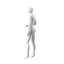 Witte dames etalagepop, abstract hoofd met neus en mond, glazen ronde voetplaat, pose 006