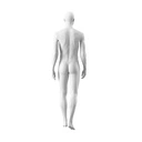 Witte heren etalagepop, abstract hoofd met neus en mond, glazen ronde voetplaat, pose 301