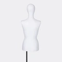 Damesbuste couture tot aan heupen, maat 38, overtrokken met witte stof, afneembaar hoofd