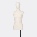 Damesbuste couture tot aan heupen, maat 38, overtrokken met ecru stof, afneembaar hoofd