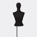 Damesbuste couture tot aan taille, maat 38, overtrokken met zwarte stof, afneembaar hoofd