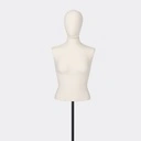 Damesbuste couture tot aan taille, maat 38, overtrokken met ecru stof, afneembaar hoofd