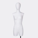 Damesbuste couture met benen, maat 36, overtrokken met witte stof, afneembaar hoofd