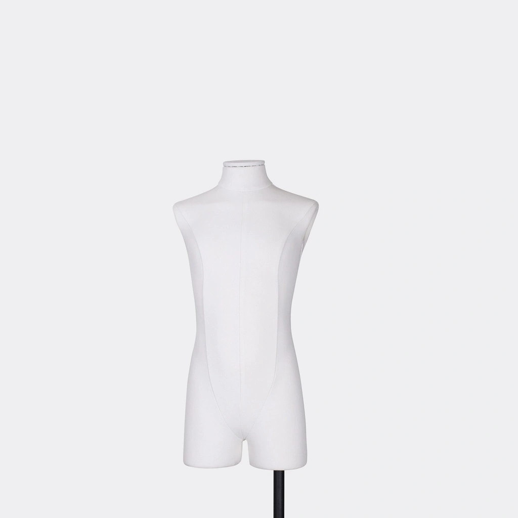 Kindertorso couture met benen, 8 jaar, overtrokken met witte stof, afneembaar hoofd