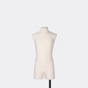 Kindertorso couture met benen, 8 jaar, overtrokken met ecru stof, afneembaar hoofd