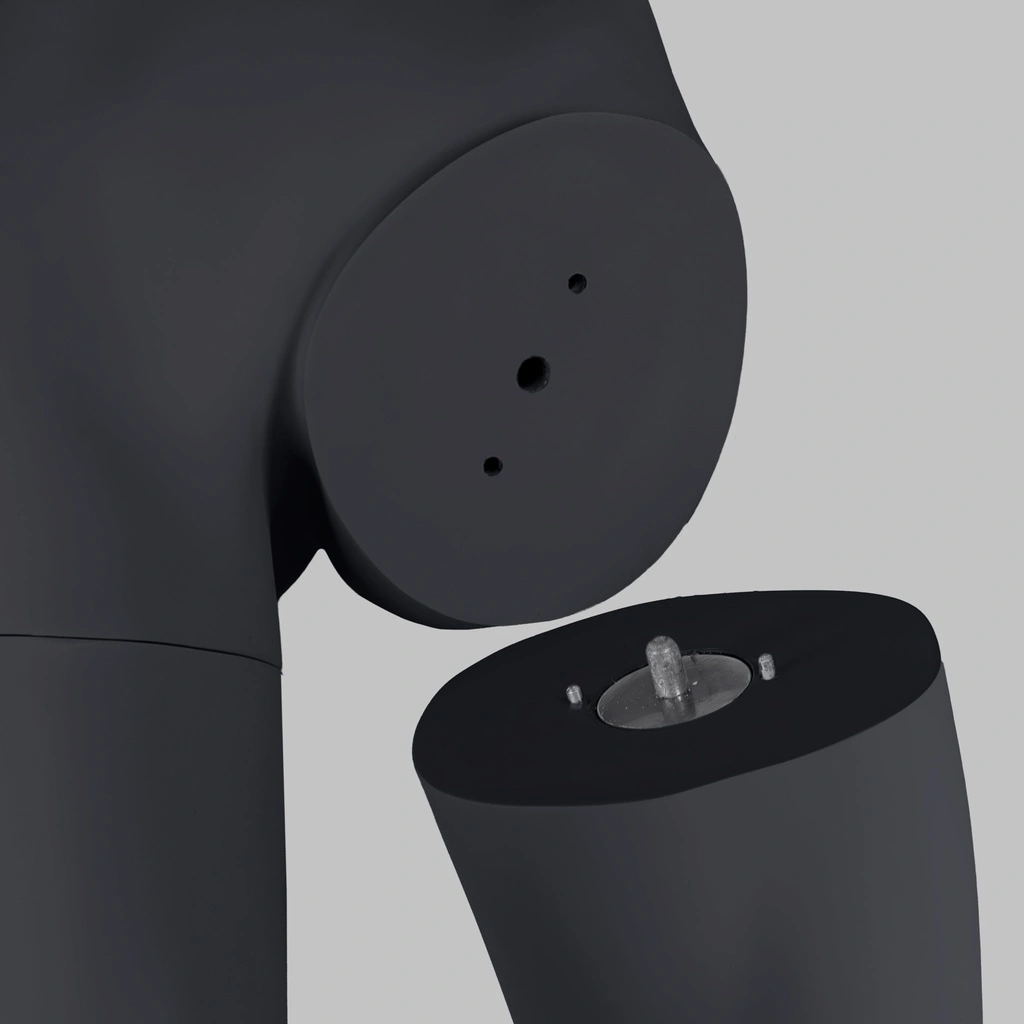 Sprinter sport dames mannequin, grafiet grijs, gestilleerd hoofd, staande pose 25