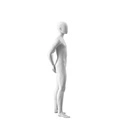 Witte abstracte kinderetalagepop, met abstract hoofd, jongen van 14 jaar, wit, pose CM318