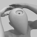 Yoga sport dames mannequin, grijs, abstract hoofd, pose 38