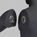 Trekking sport heren mannequin, grafiet grijs, gestilleerd hoofd, staande pose 360