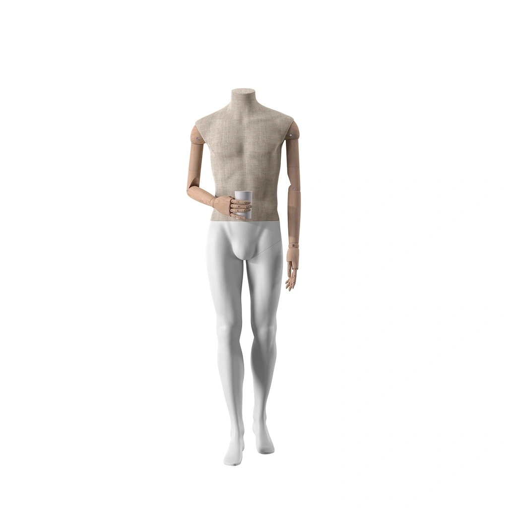 Halsplaatje voor herenetalagepop, beige stof, Maison Marlu