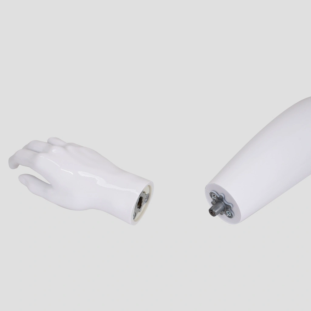 Onbreekbare dames mannequin, semi-abstract hoofd, recycleerbare mannequin uit ABS plastic, glanzend wit, pose 19