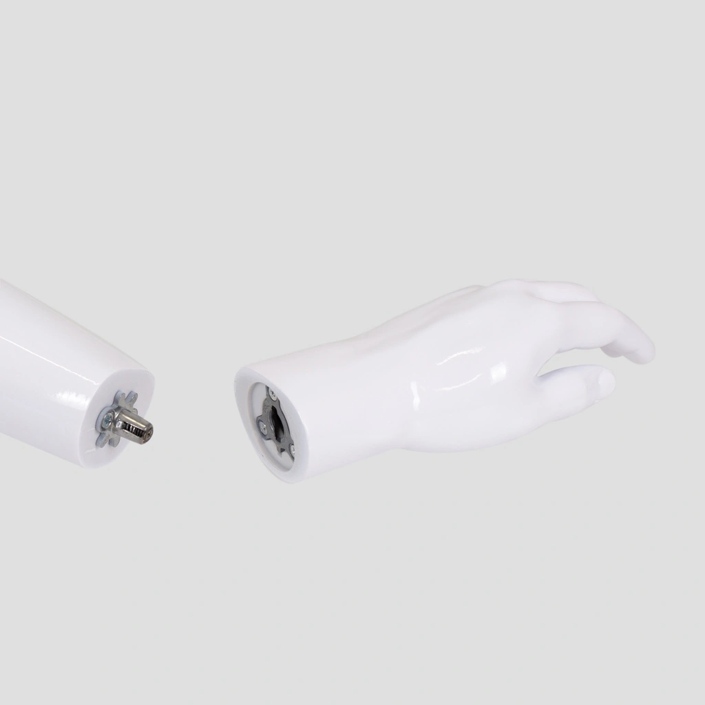 Onbreekbare heren mannequin, abstract hoofd, recycleerbare mannequin uit ABS plastic, glanzend wit, pose 08