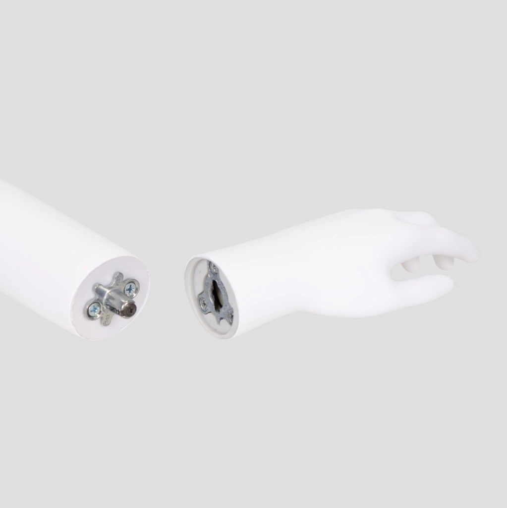 Onbreekbare dames mannequin, semi-abstract hoofd, recycleerbare mannequin uit ABS plastic, wit mat, pose 44