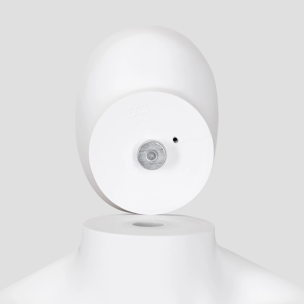 Onbreekbare heren mannequin, abstract hoofd, recycleerbare mannequin uit ABS plastic, wit mat, pose 05