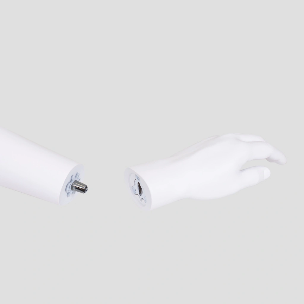 Onbreekbare heren mannequin, abstract hoofd, recycleerbare mannequin uit ABS plastic, wit mat, pose 12