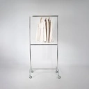 Kledingrek met vaste tussenbar, chroom, 100 cm breed op wielen