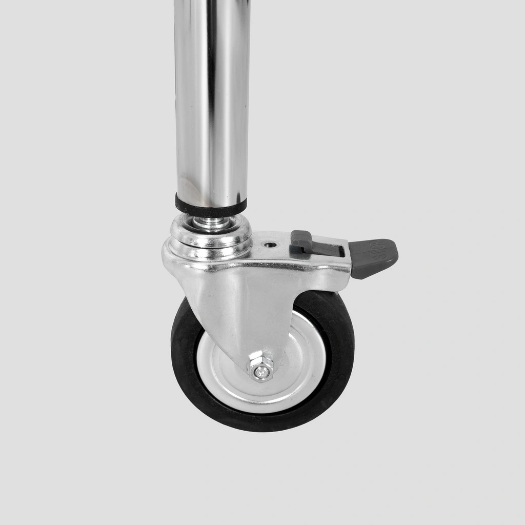 Kledingrek met vaste tussenbar, chroom, 100 cm breed op wielen