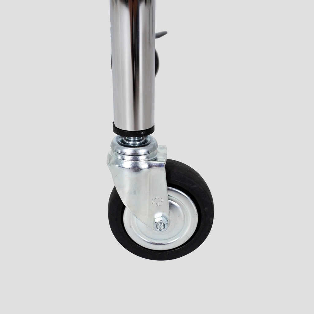 Kledingrek met vaste tussenbar, chroom, 100 cm breed op wielen