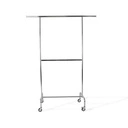 Kledingrek met vaste tussenbar, chroom, 100 cm breed op wielen