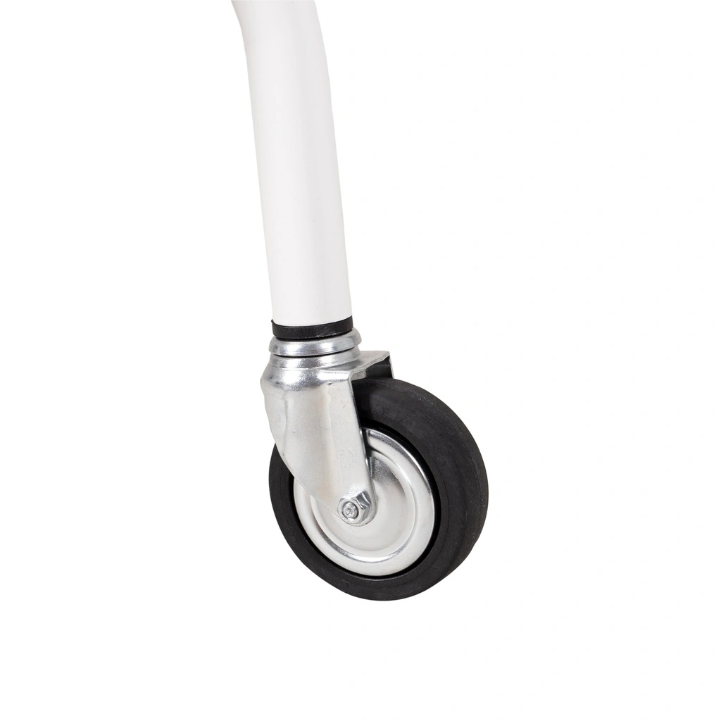 Kledingrek met in hoogte verstelbare tussenbar, wit poederlak, 140 cm breed op wielen