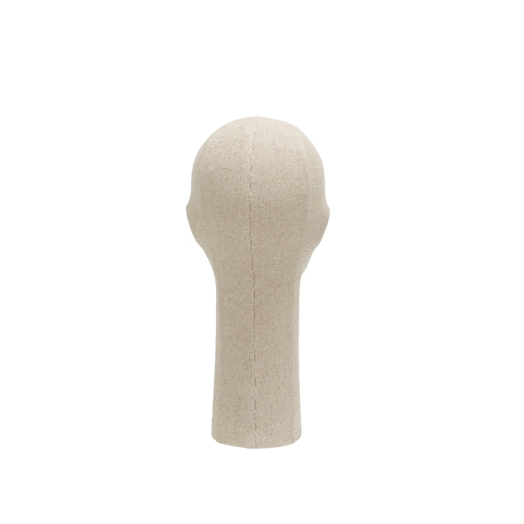 Dameshoofd, collectie Maison Marlu, overstikt met beige stof, RVS base