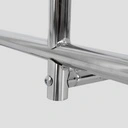 Kledingrek met vaste tussenbar, chroom, 140 cm breed op wielen