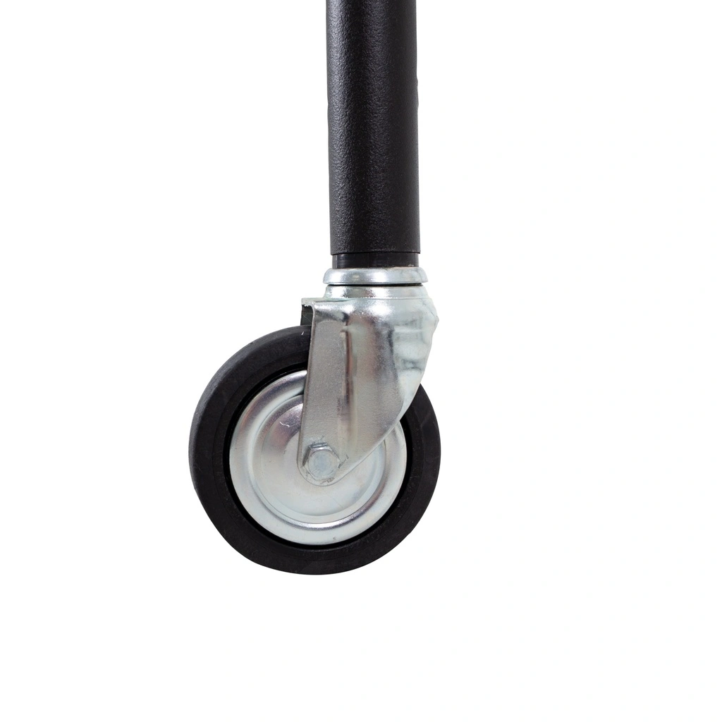 Kledingrek met vaste tussenbar, zwart poederlak, 100 cm breed op wielen