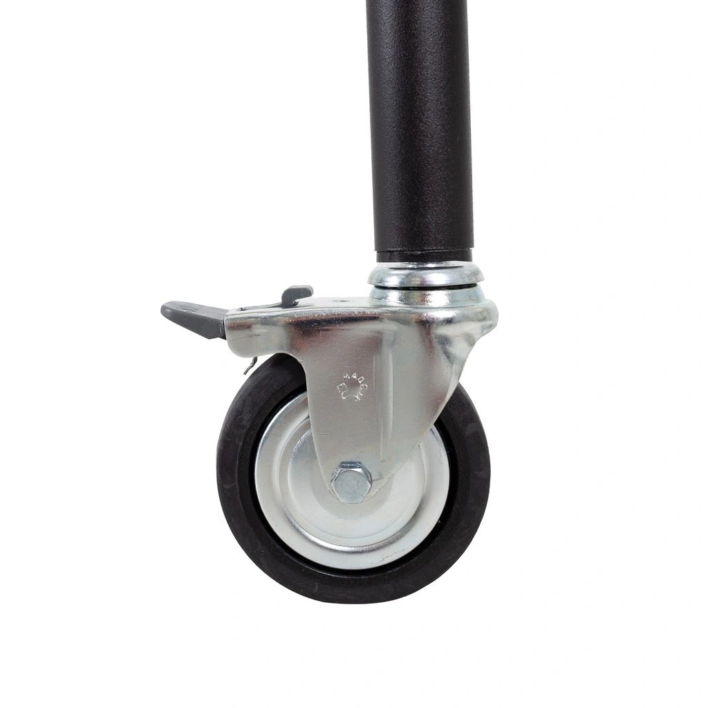 Kledingrek met vaste tussenbar, zwart poederlak, 100 cm breed op wielen