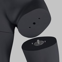 Sport heren mannequin, grafiet grijs, gestilleerd hoofd, zittende pose 332