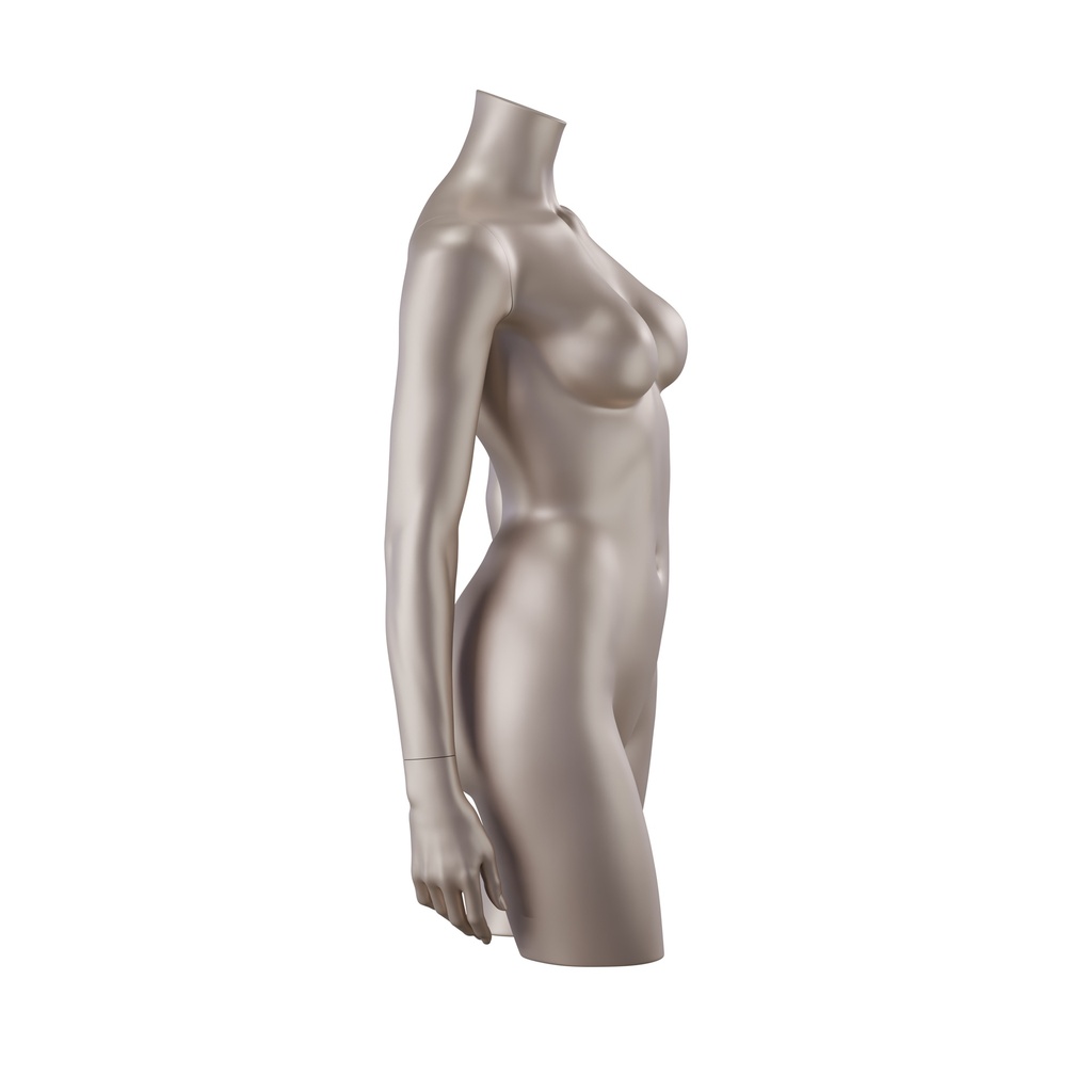 Female bust for lingerie, with arms, B-cup, metallic skin colour 