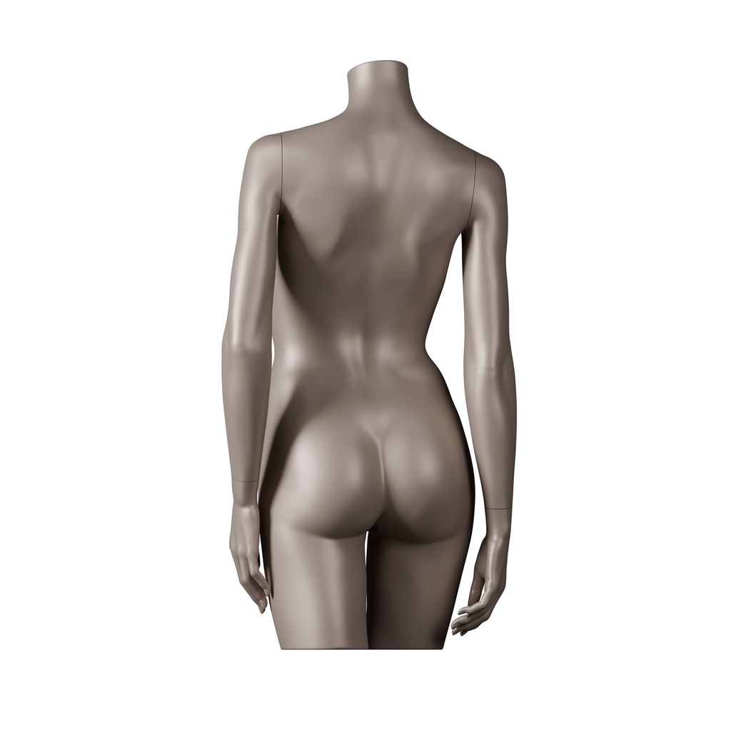 Female bust for lingerie, with arms, B-cup, metallic skin colour 