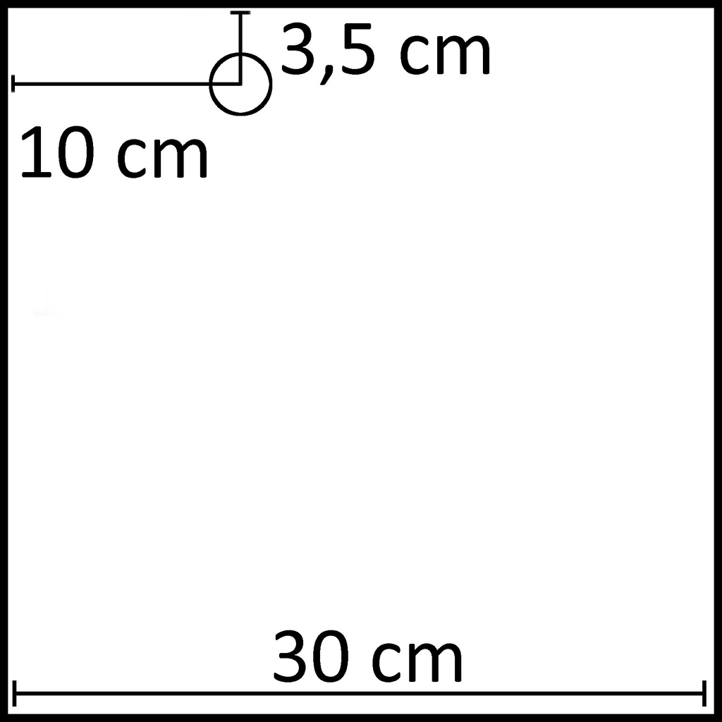 Vierkante voetplaat 30x30 cm, gepoederlakt staal wit, kuitpinconnector exclusief (10x3.5 cm)