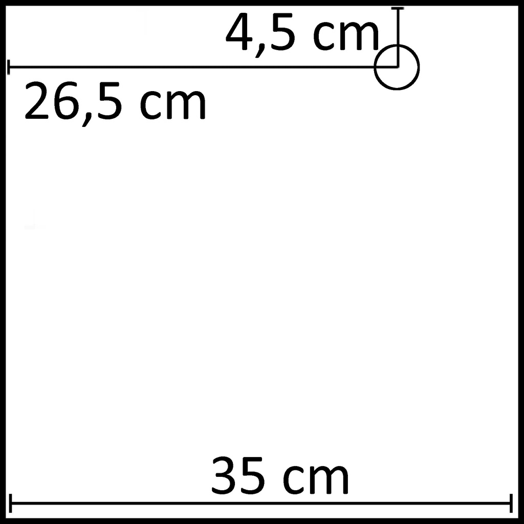 Vierkante voetplaat 35X35 cm, gepoederlakt staal wit, kuitpinconnector exclusief (26.5x4.5 cm)