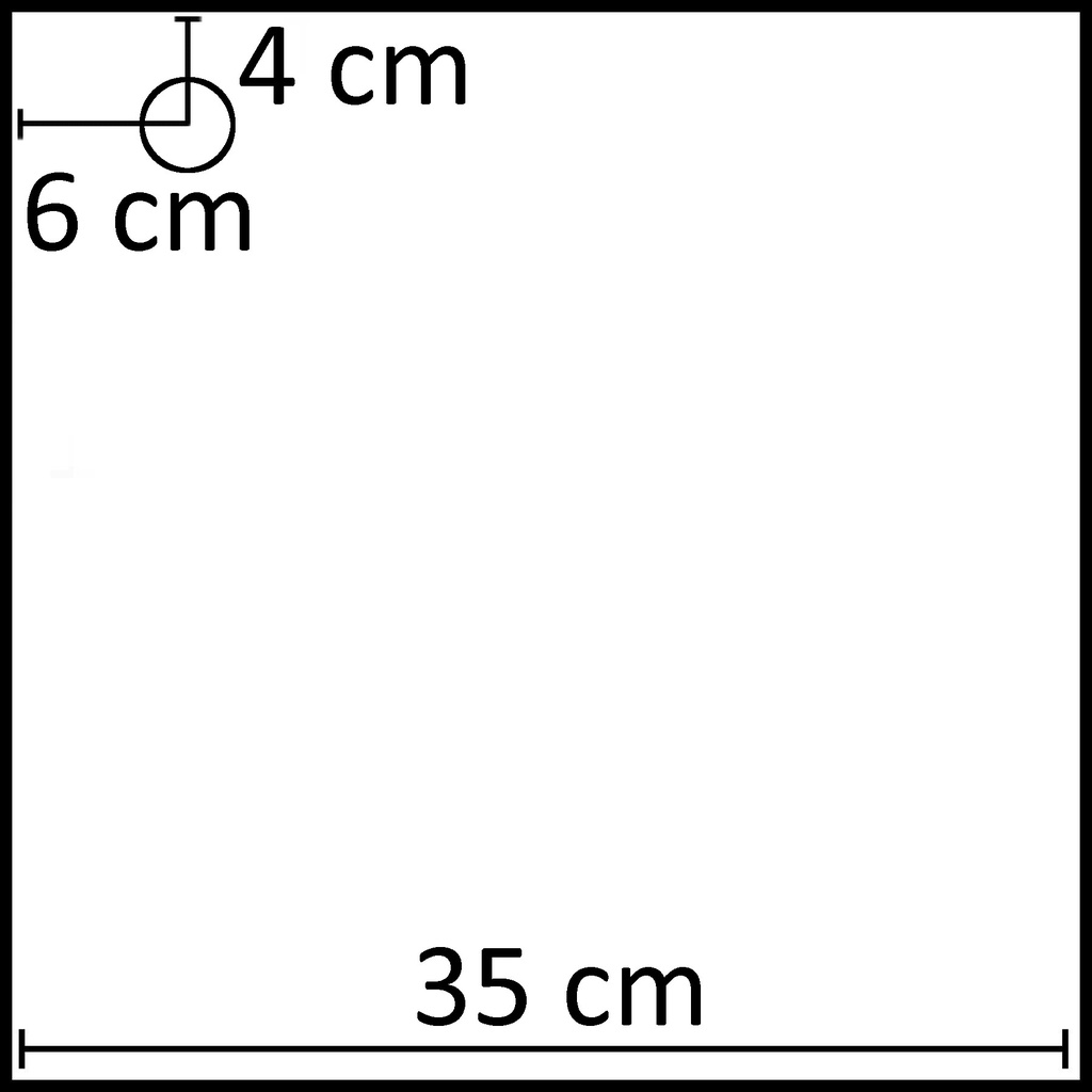 Vierkante voetplaat 35X35 cm, gepoederlakt staal wit, kuitpinconnector exclusief (6x4 cm)