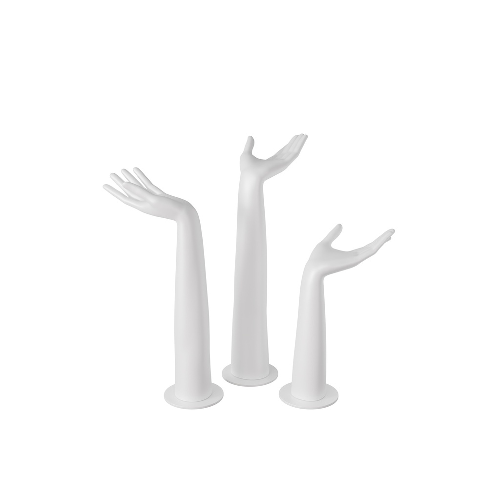 Set van 3 dameshand displays, zwart met zwarte sokkel 