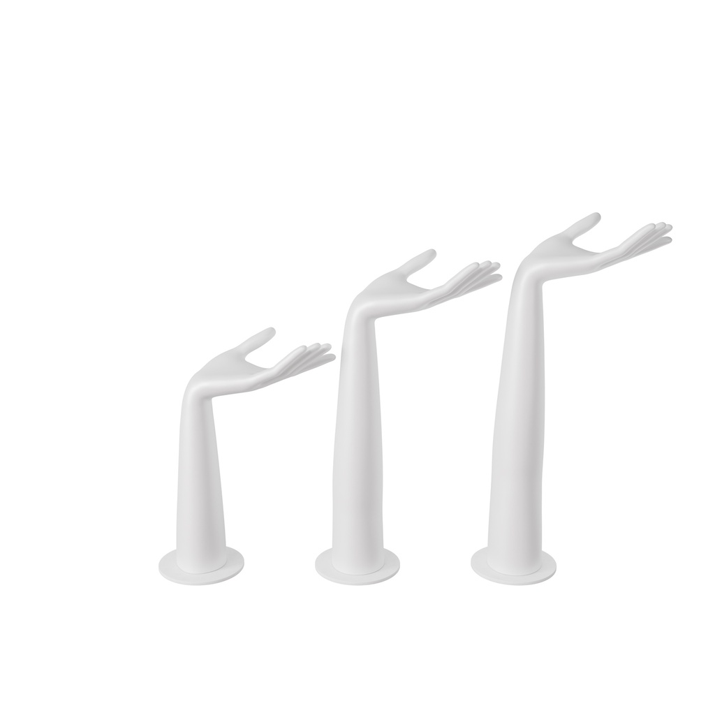 Set van 3 dameshand displays, zwart met zwarte sokkel 