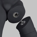 Sport heren mannequin met prothesebeen, grafiet grijs, gestilleerd hoofd, staande pose 401