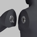 Sport heren mannequin met prothesebeen, grafiet grijs, gestilleerd hoofd, staande pose 401