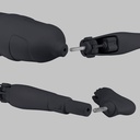 Fitness heren mannequin met prothesebeen, grafiet grijs, gestilleerd hoofd, staande pose 419