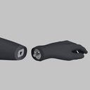 Fitness heren mannequin met prothesebeen, grafiet grijs, gestilleerd hoofd, staande pose 419