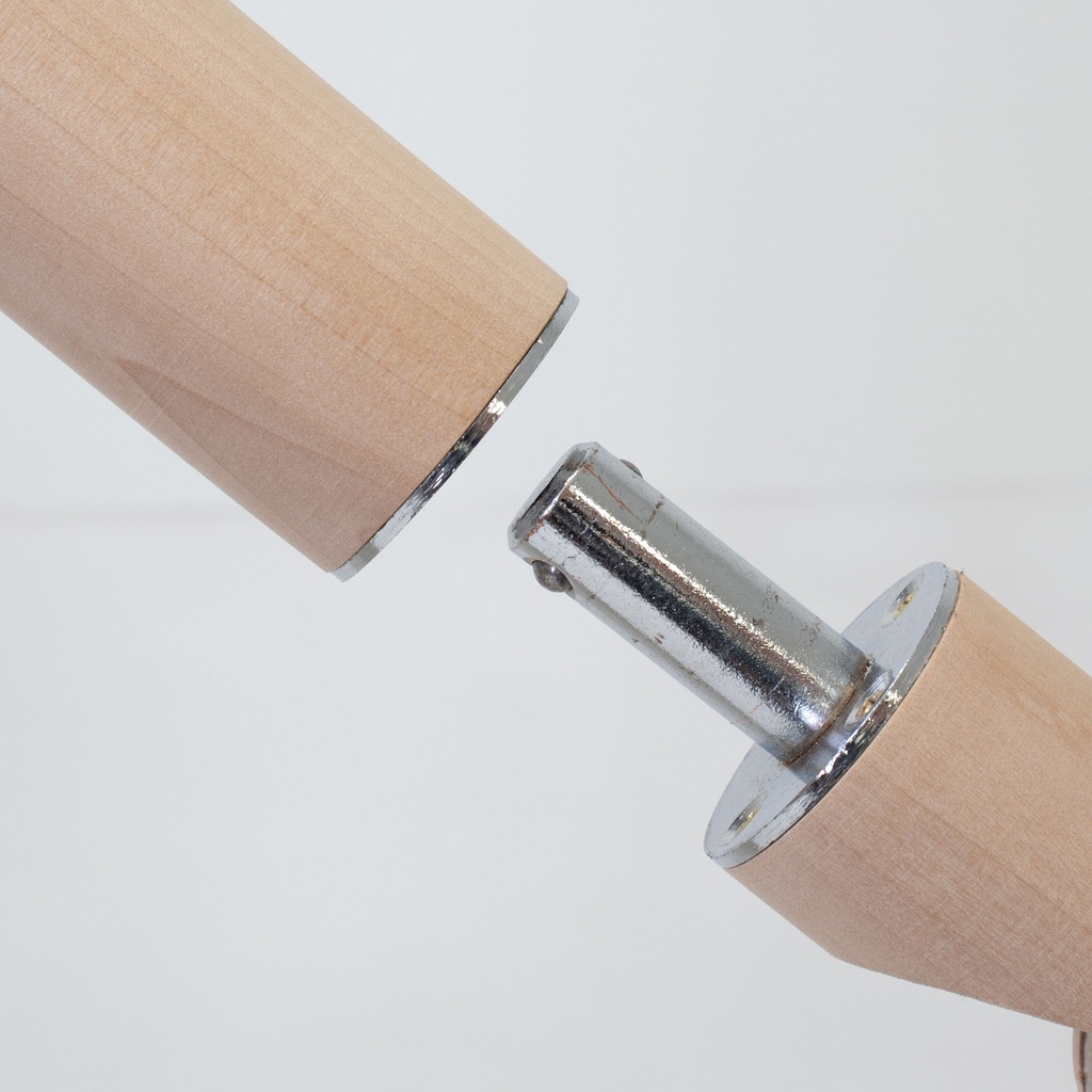 Bovenarm draaifitting (2 delig) voor houten volwassenen armen, chroom