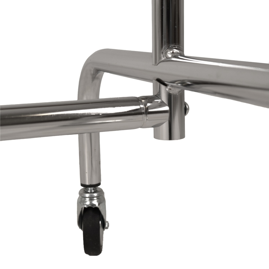 Kledingrek met in hoogte uitschuifbare stangen, chroom, 140 cm breed op wielen