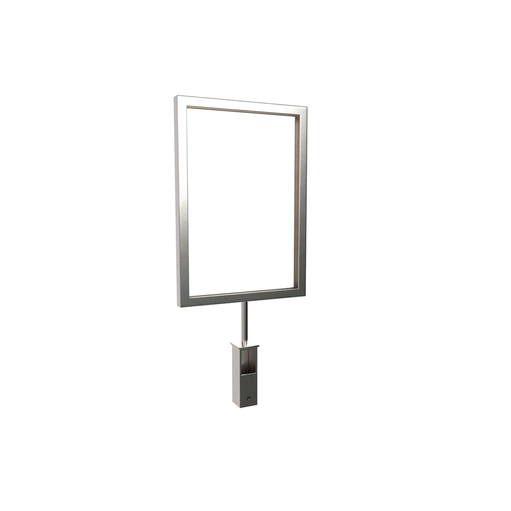 Info signing DIN A5 op kledingrek, geborsteld staal