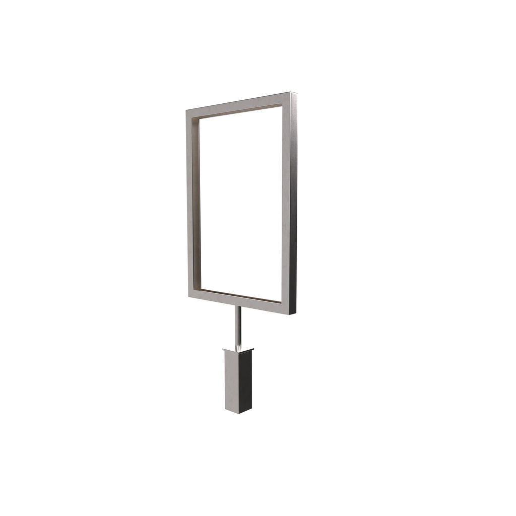 Info signing DIN A5 op kledingrek, geborsteld staal