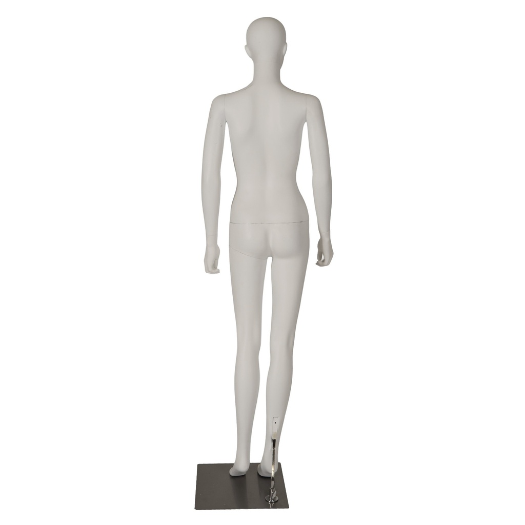 Witte damesetalagepop, kunststof, metalen voetplaat en kuitpin