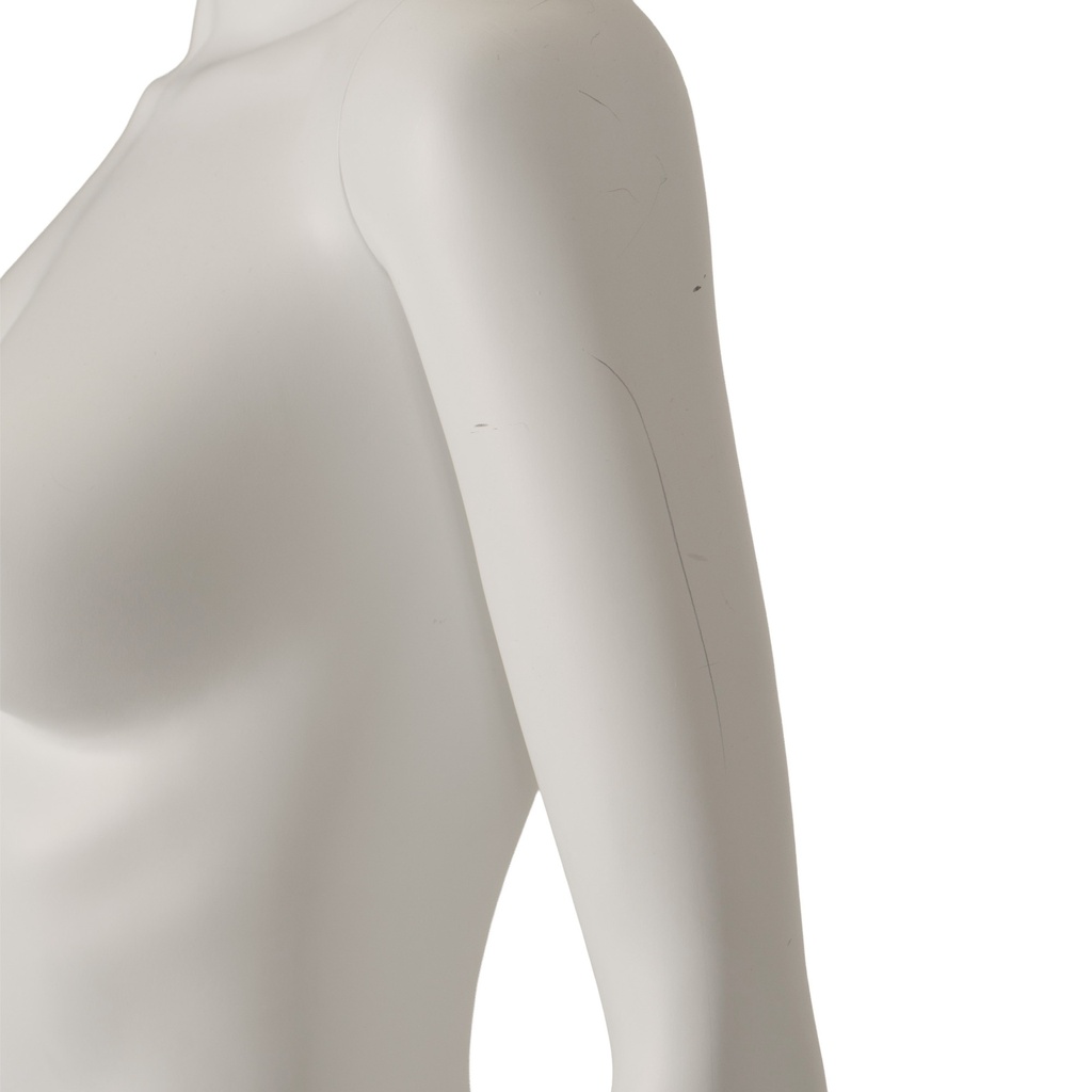 Witte damesetalagepop, kunststof, metalen voetplaat en kuitpin