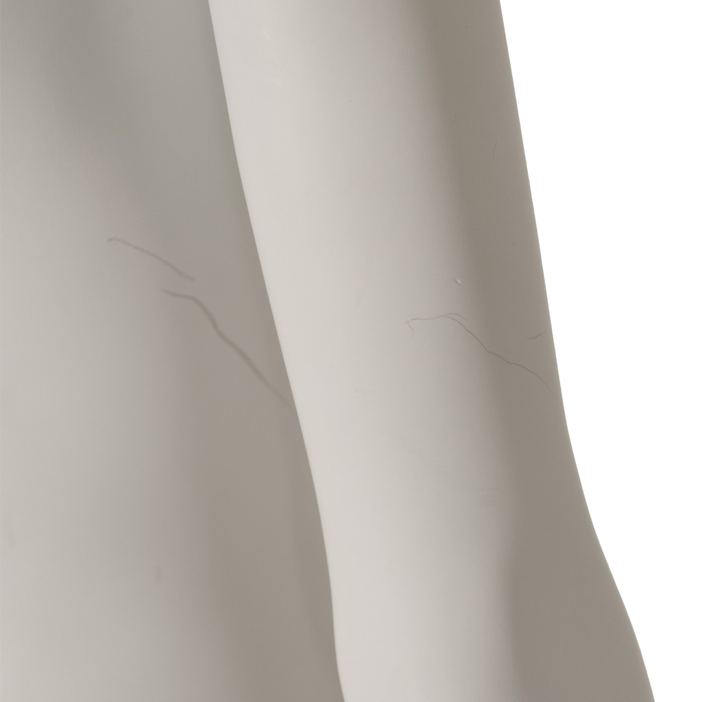 Witte damesetalagepop, kunststof, metalen voetplaat en kuitpin