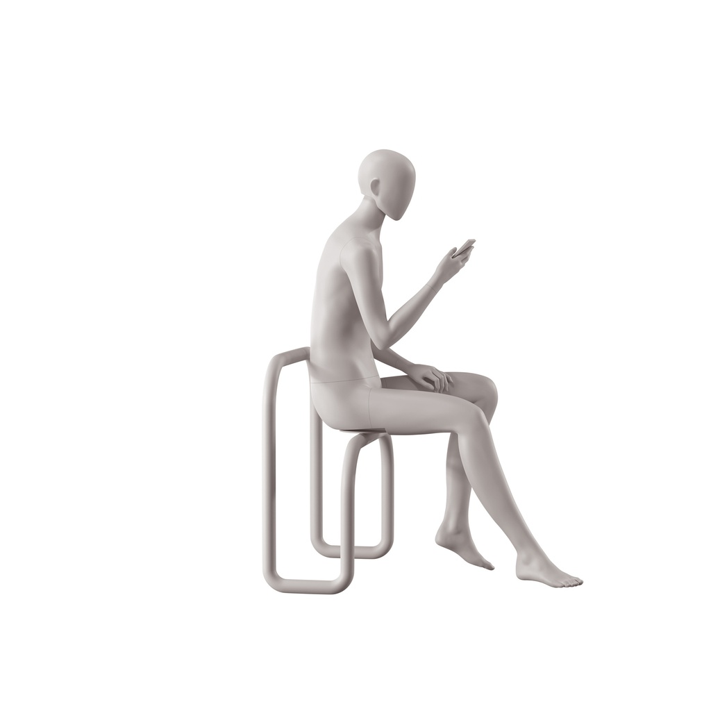 Genderneutrale mannequin, collectie NXT - gen Z, kleur lichtgrijs, zittende pose 001