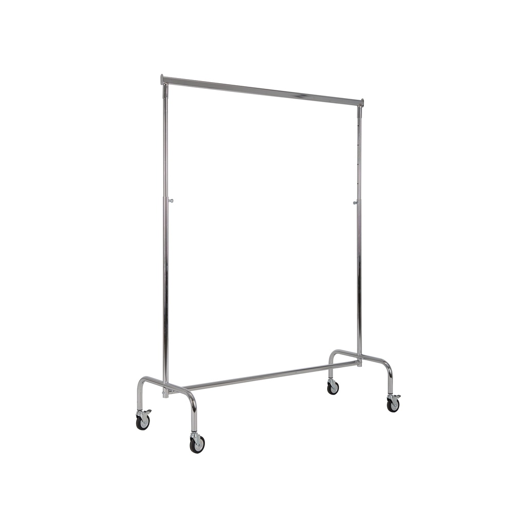 Kledingrek met in hoogte uitschuifbare stangen, chroom, 140 cm breed op wielen
